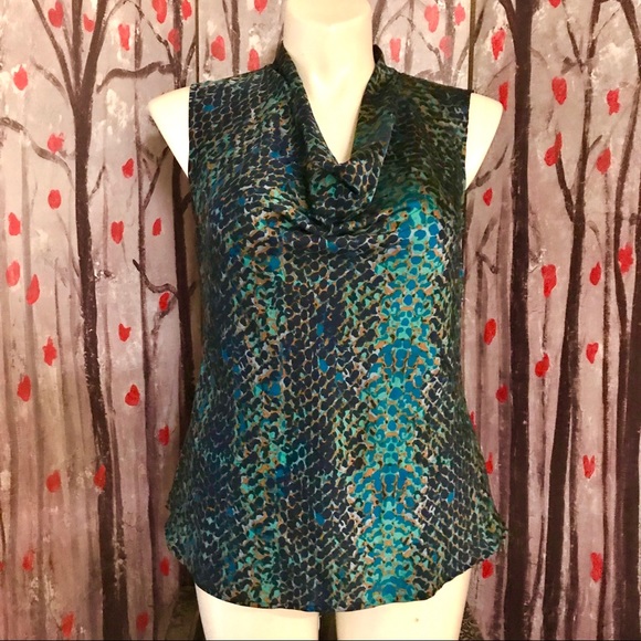 Sharp Snake Python Print Cowl Neck Top-fits like a large - Picture 2 of 4